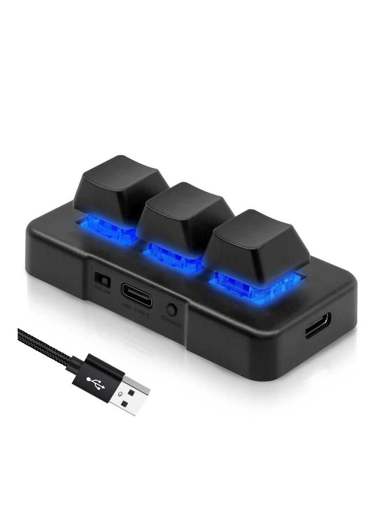 general Mechanical Gaming Keyboard 3 Key Mini Keypad Customize Programmable Macro Keyboard OSU Keypad One Key Control Combo with RGB Backlit for PC Video Game Office Work Sheet Music,HID - Image 1