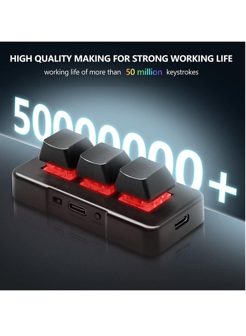 general Mechanical Gaming Keyboard 3 Key Mini Keypad Customize Programmable Macro Keyboard OSU Keypad One Key Control Combo with RGB Backlit for PC Video Game Office Work Sheet Music,HID - Image 4
