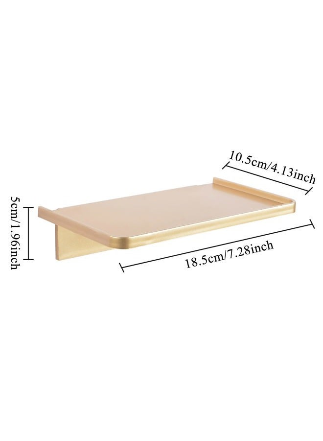 MATIMASU Stick-on Wall Shelf - Small Wall Mounted Adhesive Clear Acrylic Shelf Phone Holder Shelves Wipes Rack for Bathroom,Kitchen,Toilet,Office - Gold - Image 2