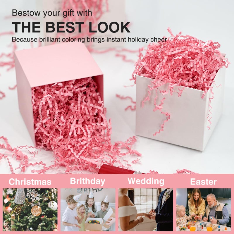Corlcol 1LB Crinkle Paper Shred Filler for Gift Box On Mother's Day(Pink) - Image 5