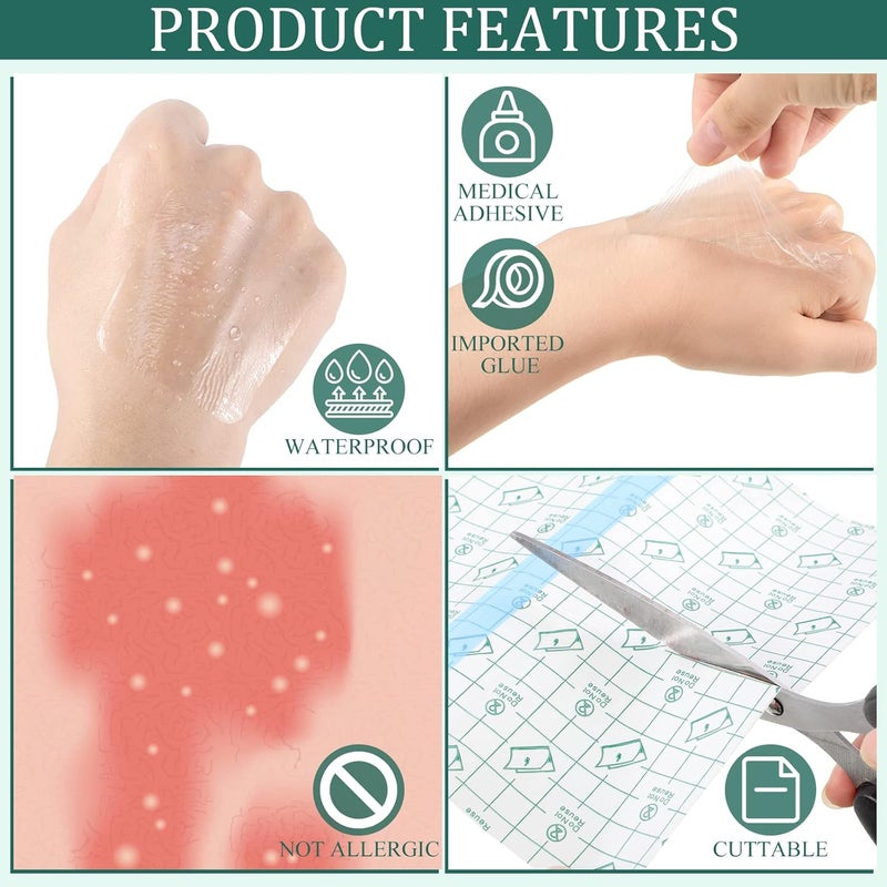 BBTO 100 Pcs Transparent Stretch Adhesive Bandage Waterproof Clear Tattoo Aftercare Patches Cover Protective Shower Film Wrap 4 Sizes4 6 8 9 Inch - Image 4