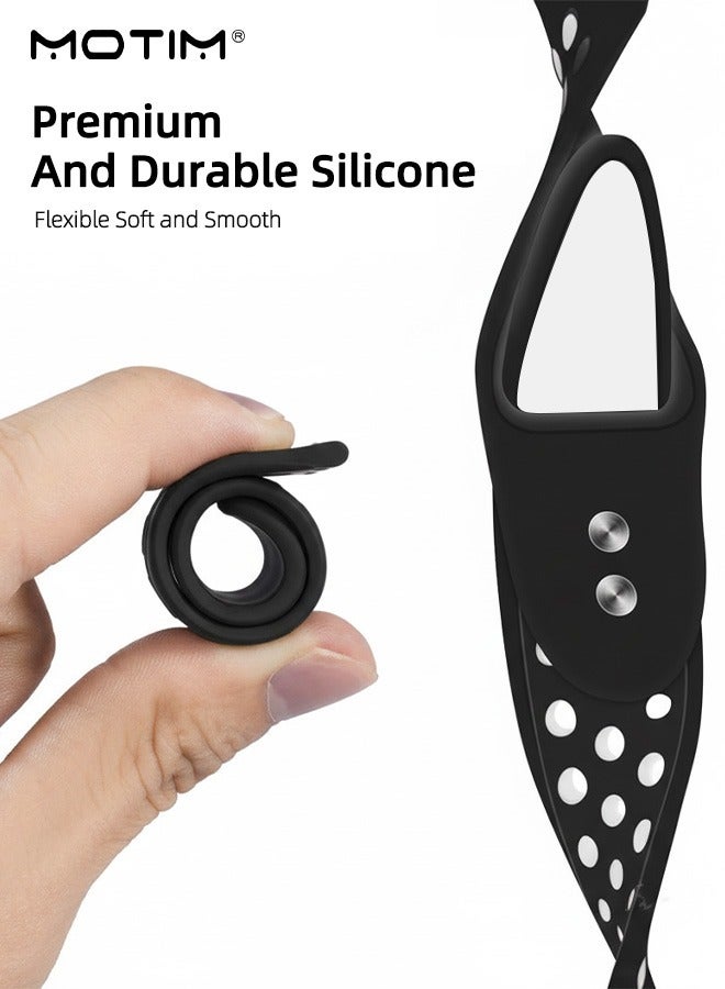 Motim Apple Watchband 42mm/45mm/44mm/49mm for Women and Men, Two-tone Breathable Design, Silicone Replacement Strap for Apple Watch 10 9 8 7 6 5 4 3 2 1 SE, Black/White - Image 4