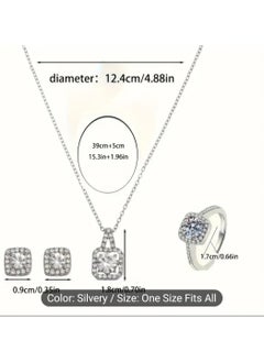 Royal 4 Pcs Cubic Zirconia Jewelry Set woman Bridal Wedding Jewellery Accessories Silver  - Image 4