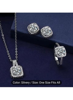 Royal 4 Pcs Cubic Zirconia Jewelry Set woman Bridal Wedding Jewellery Accessories Silver  - Image 5