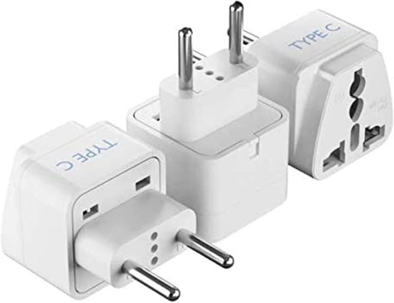 Ceptics European Travel Plug Adapter (Type C) by , Universal to European EU, Power Charge your Electronics in Italy, Greece, Germany, Outlet Adaptor 3 Pack - Image 1