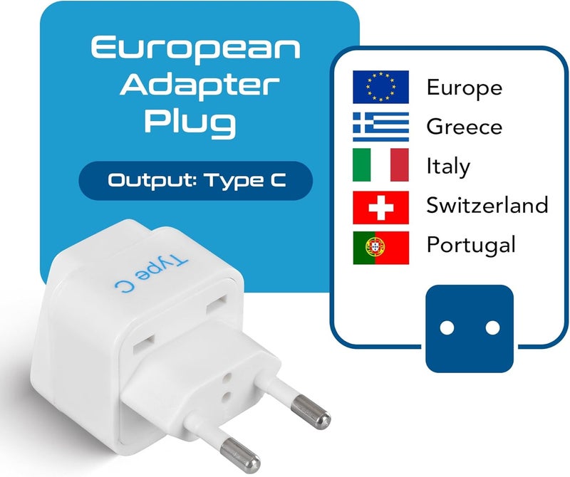 Ceptics European Travel Plug Adapter (Type C) by , Universal to European EU, Power Charge your Electronics in Italy, Greece, Germany, Outlet Adaptor 3 Pack - Image 2