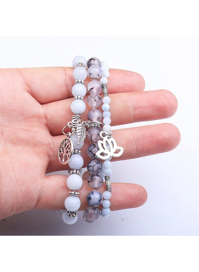 UEUC Tree of Life Yoga Healing Stone Bracelets,Multilayer Lotus Chakra Stone Reiki Bracelet Sets,Anxiety Crystal Natural Stone,for Women Stress Relief, 7 inch, Metal - Image 4