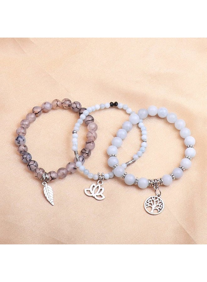 UEUC Tree of Life Yoga Healing Stone Bracelets,Multilayer Lotus Chakra Stone Reiki Bracelet Sets,Anxiety Crystal Natural Stone,for Women Stress Relief, 7 inch, Metal - Image 3