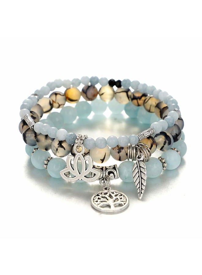 UEUC Tree of Life Yoga Healing Stone Bracelets,Multilayer Lotus Chakra Stone Reiki Bracelet Sets,Anxiety Crystal Natural Stone,for Women Stress Relief, 7 inch, Metal - Image 1