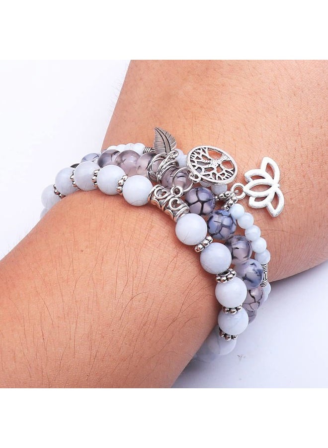 UEUC Tree of Life Yoga Healing Stone Bracelets,Multilayer Lotus Chakra Stone Reiki Bracelet Sets,Anxiety Crystal Natural Stone,for Women Stress Relief, 7 inch, Metal - Image 5