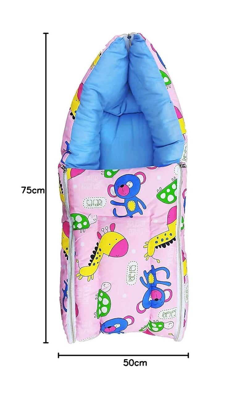 CUSTOMARY حقيبة نوم/حقيبة حمل/طقم سرير/طقم هدايا للأطفال 2 في 1 (0 إلى 3 أشهر) (وردي للأطفال) - Image 4
