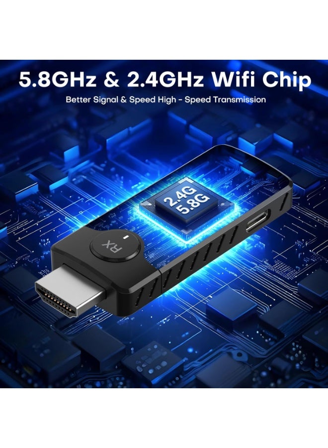 سي بونج جهاز إرسال واستقبال HDMI لاسلكي لمجموعة البث، هوائي مدمج، نقل منخفض الكمون لتدفقات الفيديو عالية الدقة 1080 بكسل، فيديو/صوت إلى الشاشة من الكمبيوتر الشخصي، إقران تلقائي للكمبيوتر المحمول/التلفزيون/الشاشة/جهاز العر - Image 4