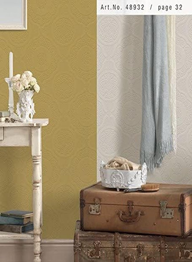 Norwall Manhattan Comfort Carter Series Vinyl Textured Paintable Floral Scroll Boarded Square Design Large Wallpaper Roll, 21" W x 33'L, White - Image 3