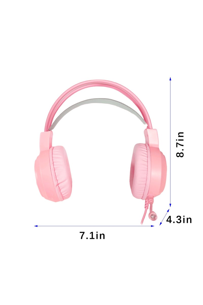 ACYYH Gaming Headset with Microphone, Over Ear Wired E Sports Headphones, Pink - Image 2