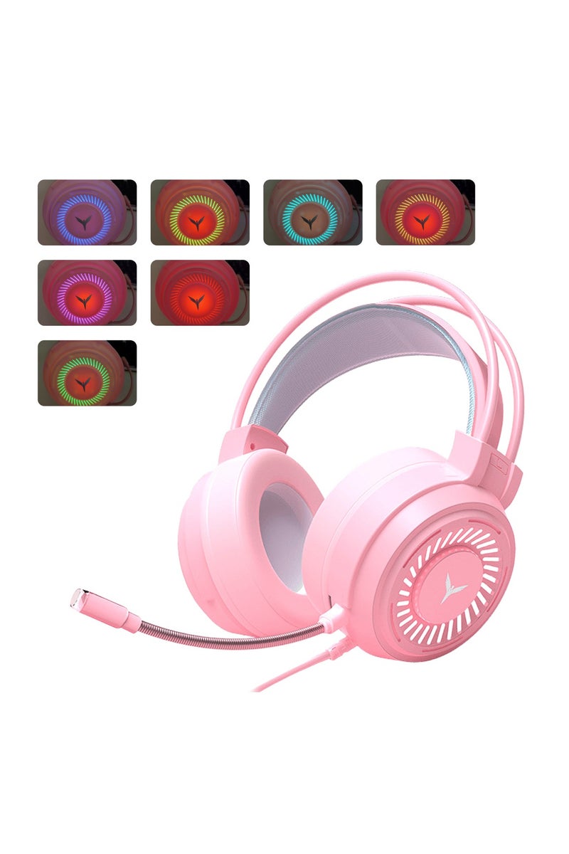 ACYYH Gaming Headset with Microphone, Over Ear Wired E Sports Headphones, Pink - Image 4