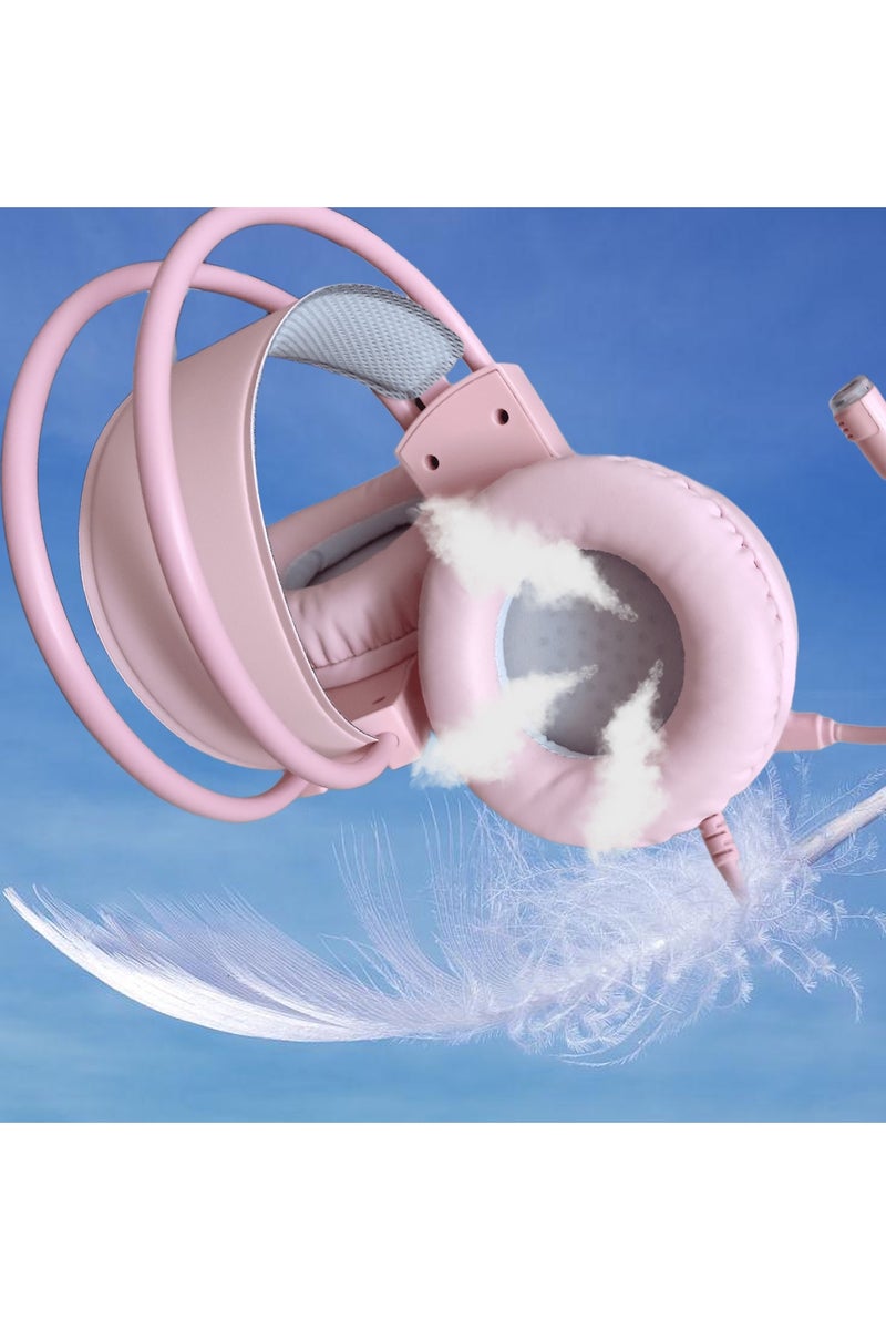 ACYYH Gaming Headset with Microphone, Over Ear Wired E Sports Headphones, Pink - Image 5