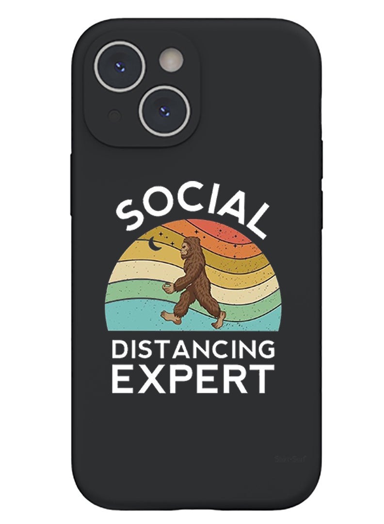 Theodor Protective Slim Fit Case Liquid Silicone Cover with Full Body Protection Anti-Scratch Shockproof Case For iPhone 13 Black  - Stop & Smell Flowers - Image 1