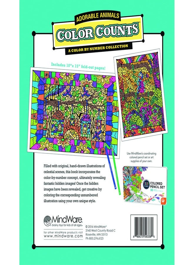 MindWare Color by Number Color Counts: Adorable Animals - Coloring Book for Kids and Adults with 24 Perforated Pages, Printed on Artist Quality Paper - Image 2