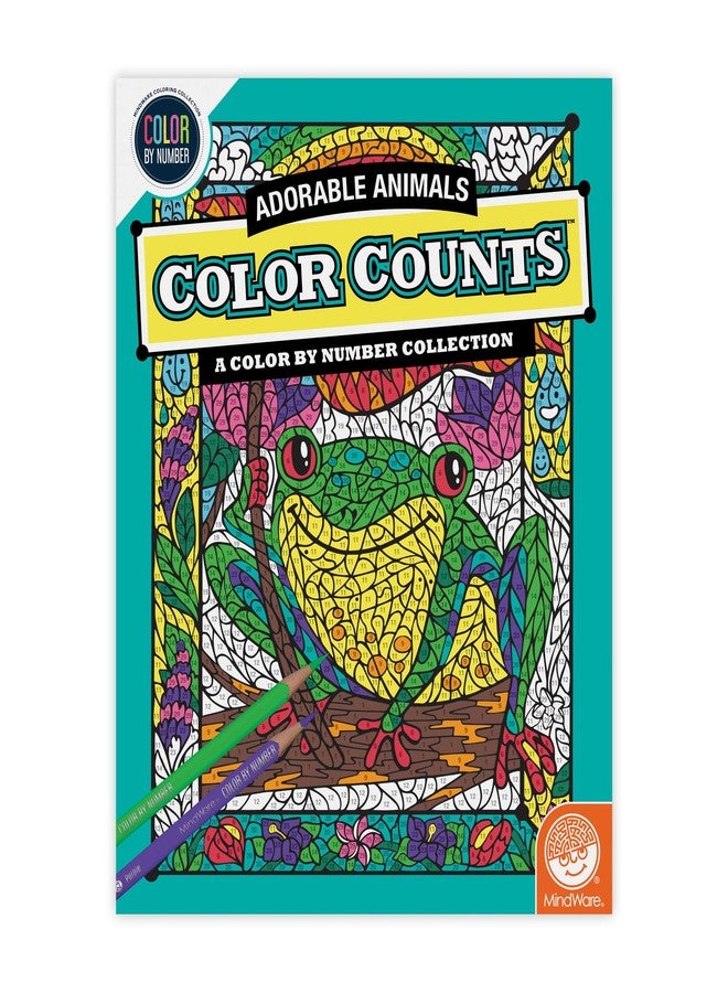 MindWare Color by Number Color Counts: Adorable Animals - Coloring Book for Kids and Adults with 24 Perforated Pages, Printed on Artist Quality Paper - Image 1