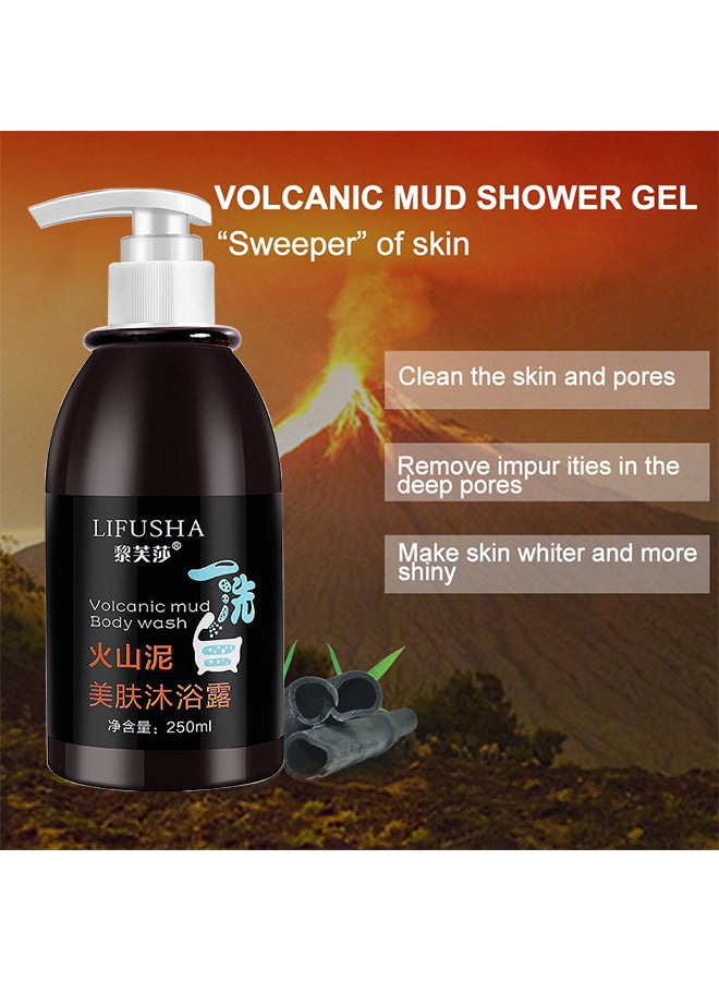 LIFUSHA Volcanic Mud Body Wash Shower Gel Deep Sea Mud Whitening Body 250ML - Image 2