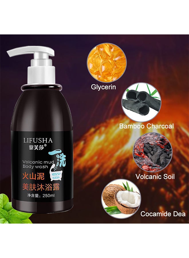 LIFUSHA Volcanic Mud Body Wash Shower Gel Deep Sea Mud Whitening Body 250ML - Image 3