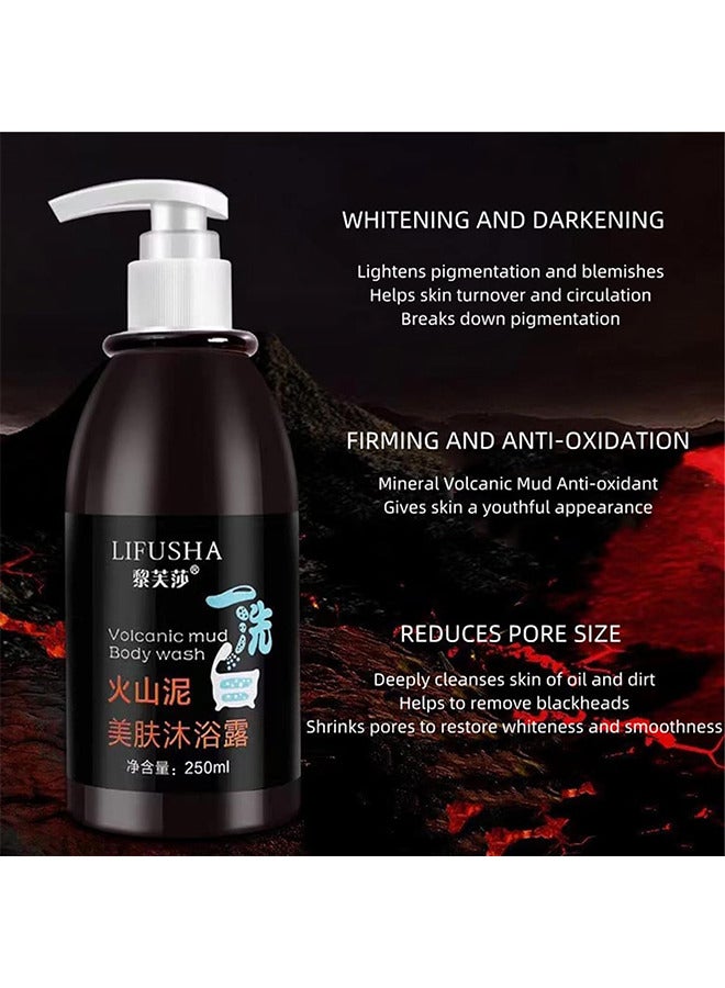 LIFUSHA Volcanic Mud Body Wash Shower Gel Deep Sea Mud Whitening Body 250ML - Image 5