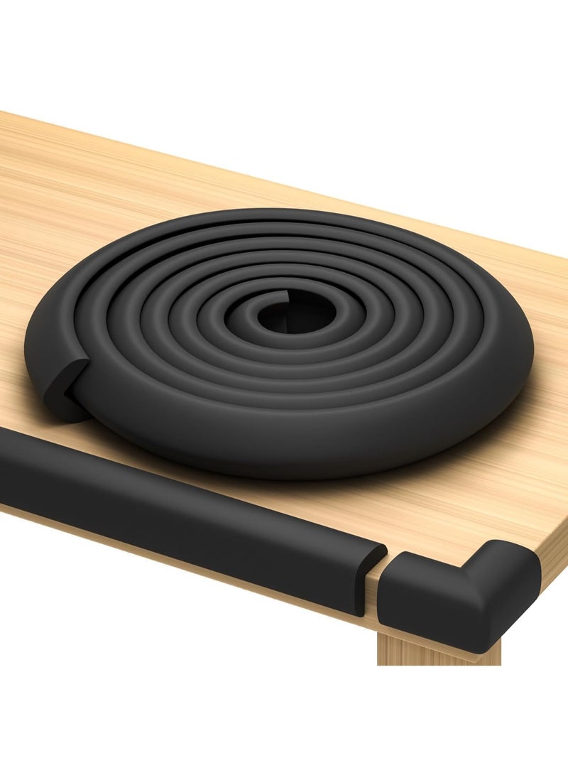 Baby Proof Corners & 15ft Edges with Furniture Corner & Edge Safety Bumpers, Impact-Absorbent Bumper & 4 Foam Corner Protectors, Cushy, Thick, Odorless Table Edge Protectors for Baby, Child | Black - Image 1