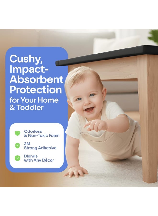 Baby Proof Corners & 15ft Edges with Furniture Corner & Edge Safety Bumpers, Impact-Absorbent Bumper & 4 Foam Corner Protectors, Cushy, Thick, Odorless Table Edge Protectors for Baby, Child | Black - Image 4
