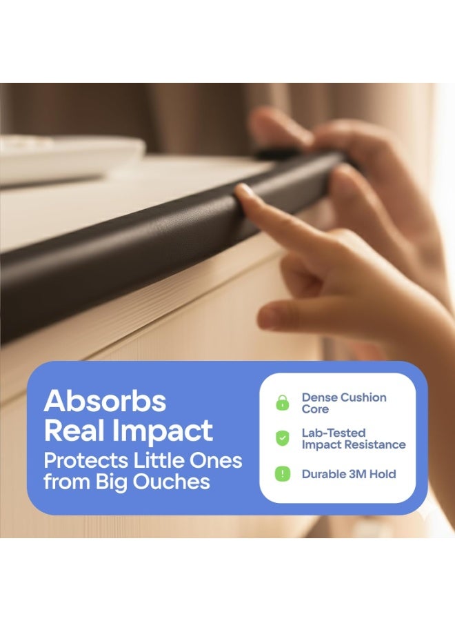 Baby Proof Corners & 15ft Edges with Furniture Corner & Edge Safety Bumpers, Impact-Absorbent Bumper & 4 Foam Corner Protectors, Cushy, Thick, Odorless Table Edge Protectors for Baby, Child | Black - Image 5