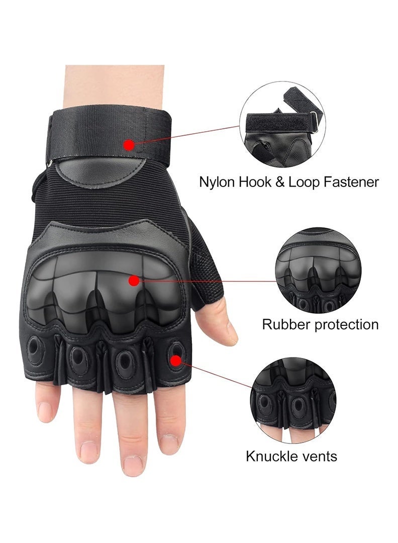 Motorcycle Gloves for Men Hard Knuckle Protective Fingerless Tactical Glove, Breathable, Men，Women, Breathable  Impact Resistant Half-Finger，Comfortable Perfect for Outdoor Activities for Cycling Climbing Workout Sports - Image 3