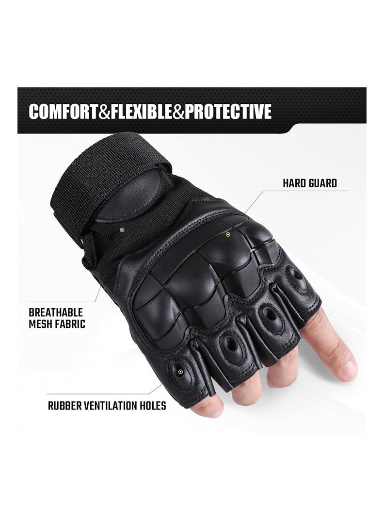 Motorcycle Gloves for Men Hard Knuckle Protective Fingerless Tactical Glove, Breathable, Men，Women, Breathable  Impact Resistant Half-Finger，Comfortable Perfect for Outdoor Activities for Cycling Climbing Workout Sports - Image 4
