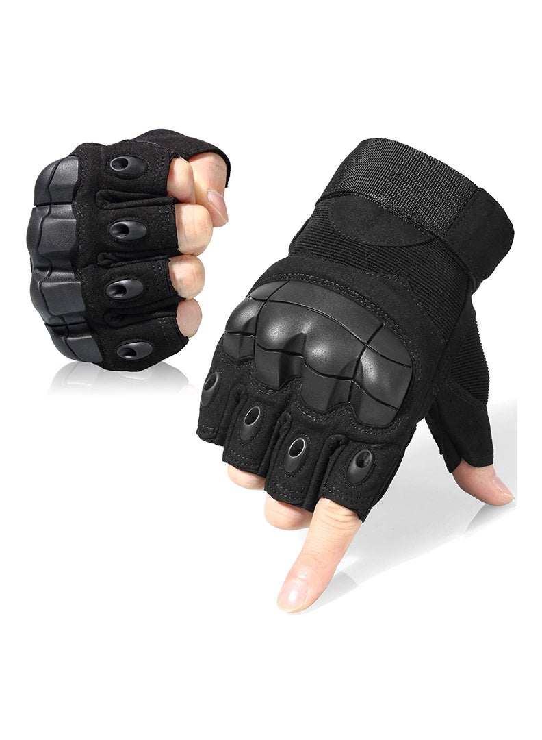 Motorcycle Gloves for Men Hard Knuckle Protective Fingerless Tactical Glove, Breathable, Men,Women, Breathable Impact Resistant Half-Finger,Comfortable Perfect for Outdoor Activities for Cycling Climbing Workout Sports
