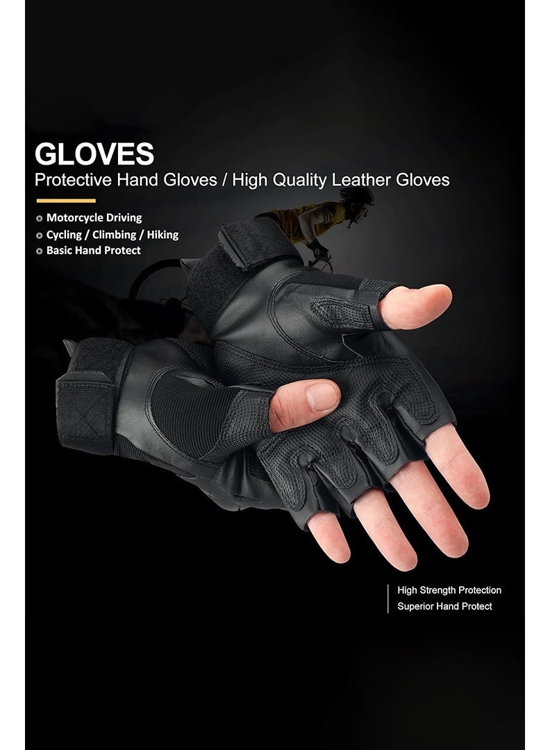Motorcycle Gloves for Men Hard Knuckle Protective Fingerless Tactical Glove, Breathable, Men，Women, Breathable  Impact Resistant Half-Finger，Comfortable Perfect for Outdoor Activities for Cycling Climbing Workout Sports - Image 2
