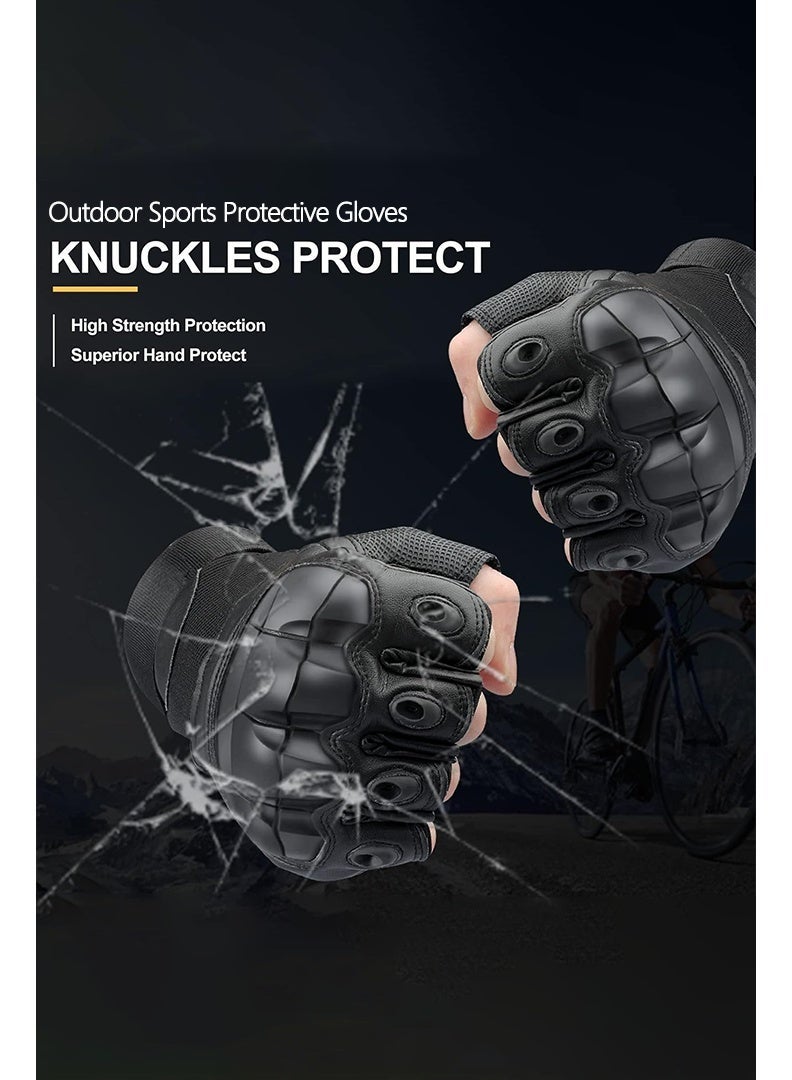 Motorcycle Gloves for Men Hard Knuckle Protective Fingerless Tactical Glove, Breathable, Men，Women, Breathable  Impact Resistant Half-Finger，Comfortable Perfect for Outdoor Activities for Cycling Climbing Workout Sports - Image 5