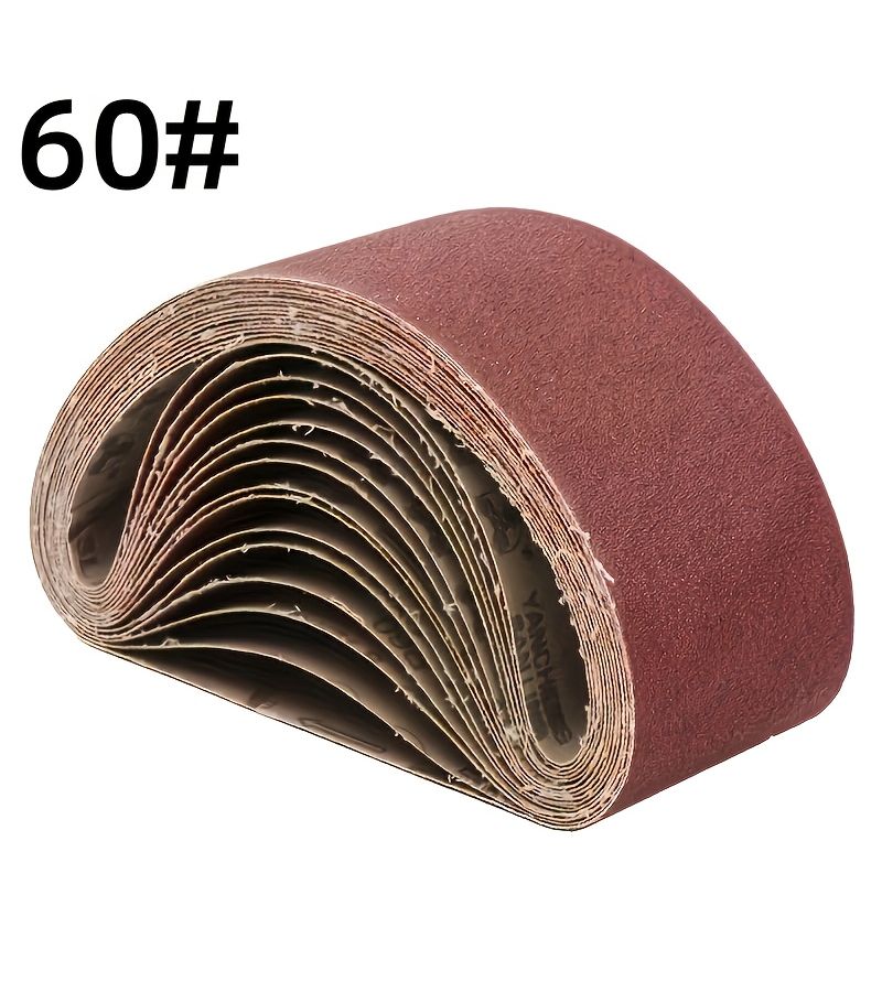 10 عبوات من أحزمة الصنفرة الحمراء مقاس 75 × 533 مم، درجة خشونة 80، للخشب والمعادن - Image 5