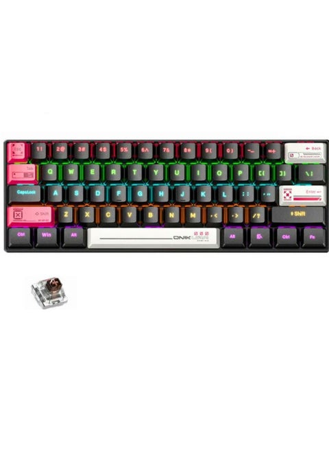 G55 60% Mechanical Gaming Keyboard - BROWN Switches - RGB Rainbow Backlighted - Detachable USB Wired – 61 Keys EN  - Double injection key caps Illumination | Black