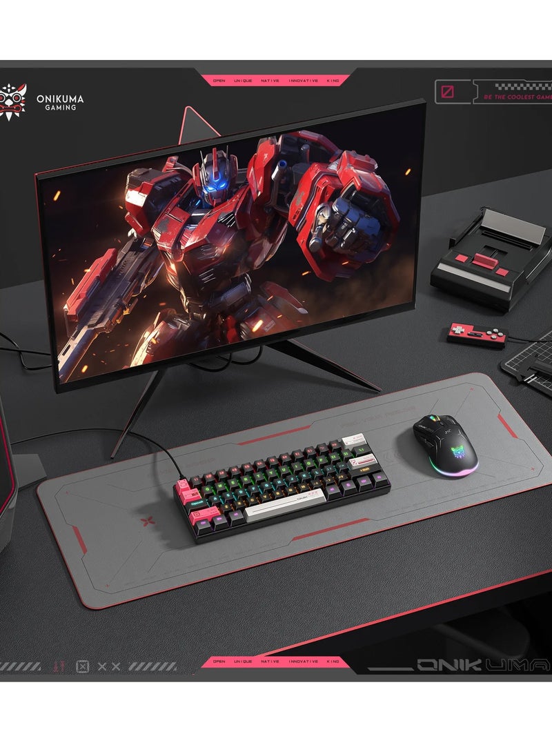 onikuma - G55 60% Mechanical Gaming Keyboard - BROWN Switches - RGB Rainbow Backlighted - Detachable USB Wired – 61 Keys EN  - Double injection key caps Illumination | Black - Image 1