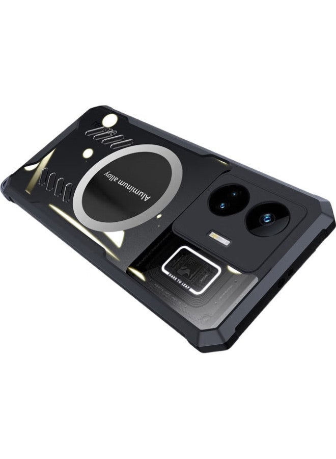 Freeson Phone Case For Trueme Gt Neo5, Heat Dissipation Protective Cover, Full Lens Protection, Shockproof, Anti-Collision Corners, Simple Transparent Design, Metal Magnetic Compatible With Cooling Fans, Black - Image 3