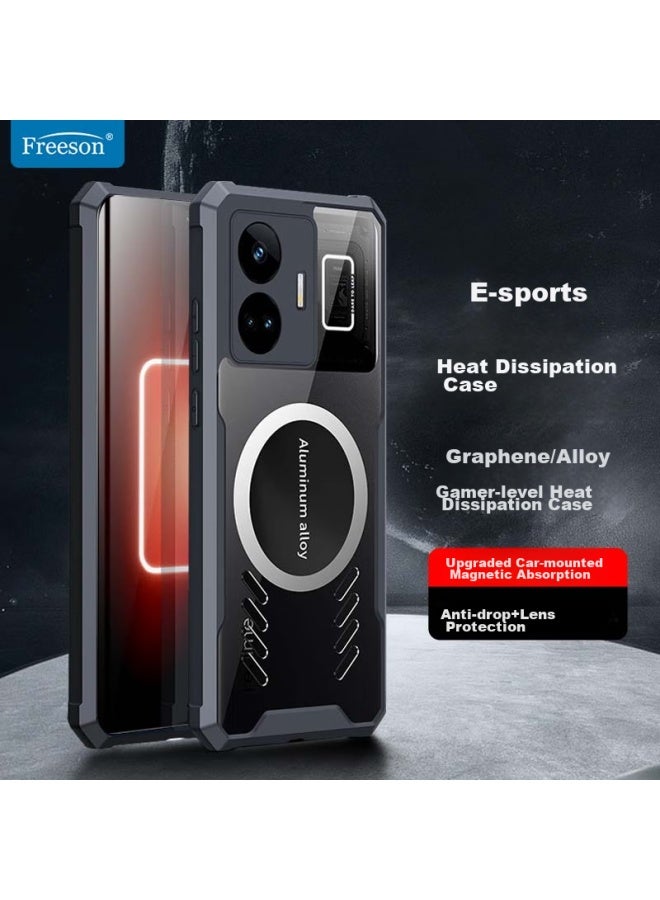Freeson Phone Case For Trueme Gt Neo5, Heat Dissipation Protective Cover, Full Lens Protection, Shockproof, Anti-collision Corners, Simple Transparent Design, Metal Magnetic Compatible With Cooling Fans, Black - Image 1
