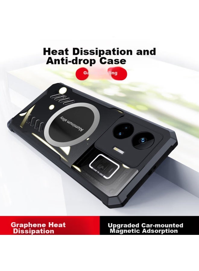 Freeson Phone Case For Trueme Gt Neo5, Heat Dissipation Protective Cover, Full Lens Protection, Shockproof, Anti-collision Corners, Simple Transparent Design, Metal Magnetic Compatible With Cooling Fans, Black - Image 3