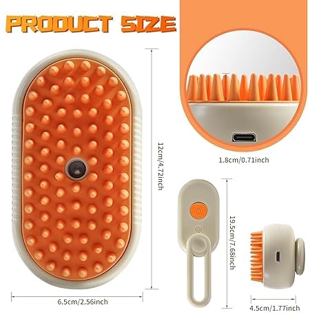 Onecado Cat Steam Brush, 3 in 1 Pet Hair Removal Comb, Pet Steam Brush for Dogs and Cats to Remove Knotted Hair, Massage and Detangle, Steam Pet Brush for Cats for All Pets.(Multicolor) - Image 2