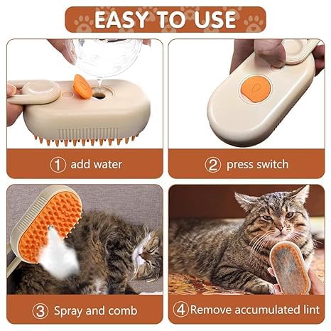 Onecado Cat Steam Brush, 3 in 1 Pet Hair Removal Comb, Pet Steam Brush for Dogs and Cats to Remove Knotted Hair, Massage and Detangle, Steam Pet Brush for Cats for All Pets.(Multicolor) - Image 5