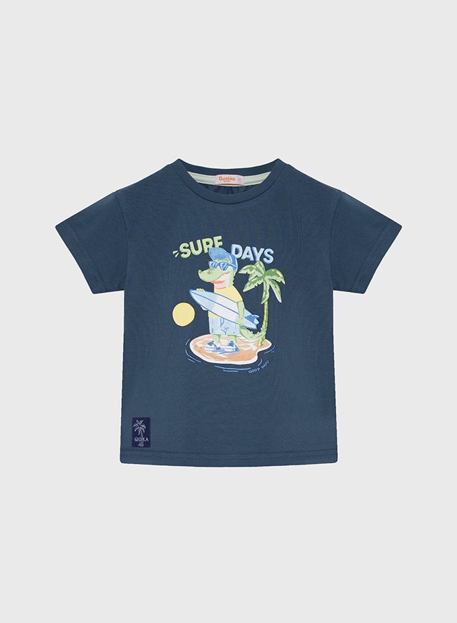 كوكا ملابس أطفال تي شيرت نيلي بأكمام قصيرة للأولاد - Image 1