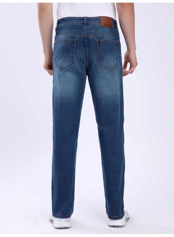 Beyoung Fade Blue Whisker Regular Fit Jeans for men  - Image 2