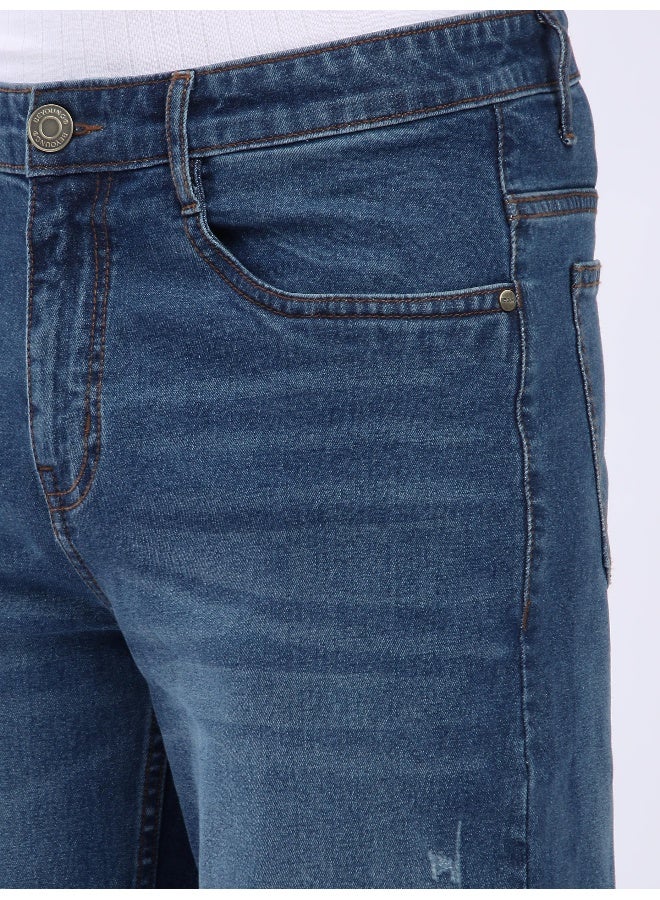 Beyoung Fade Blue Whisker Regular Fit Jeans for men  - Image 5