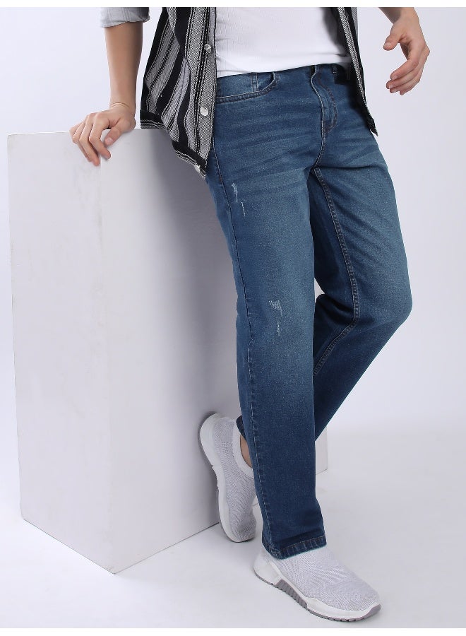 Beyoung Fade Blue Whisker Regular Fit Jeans for men  - Image 1