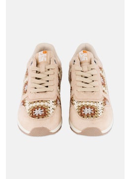 REFRESH Women Lace Up Casual Sneaker, Beige  - Image 4