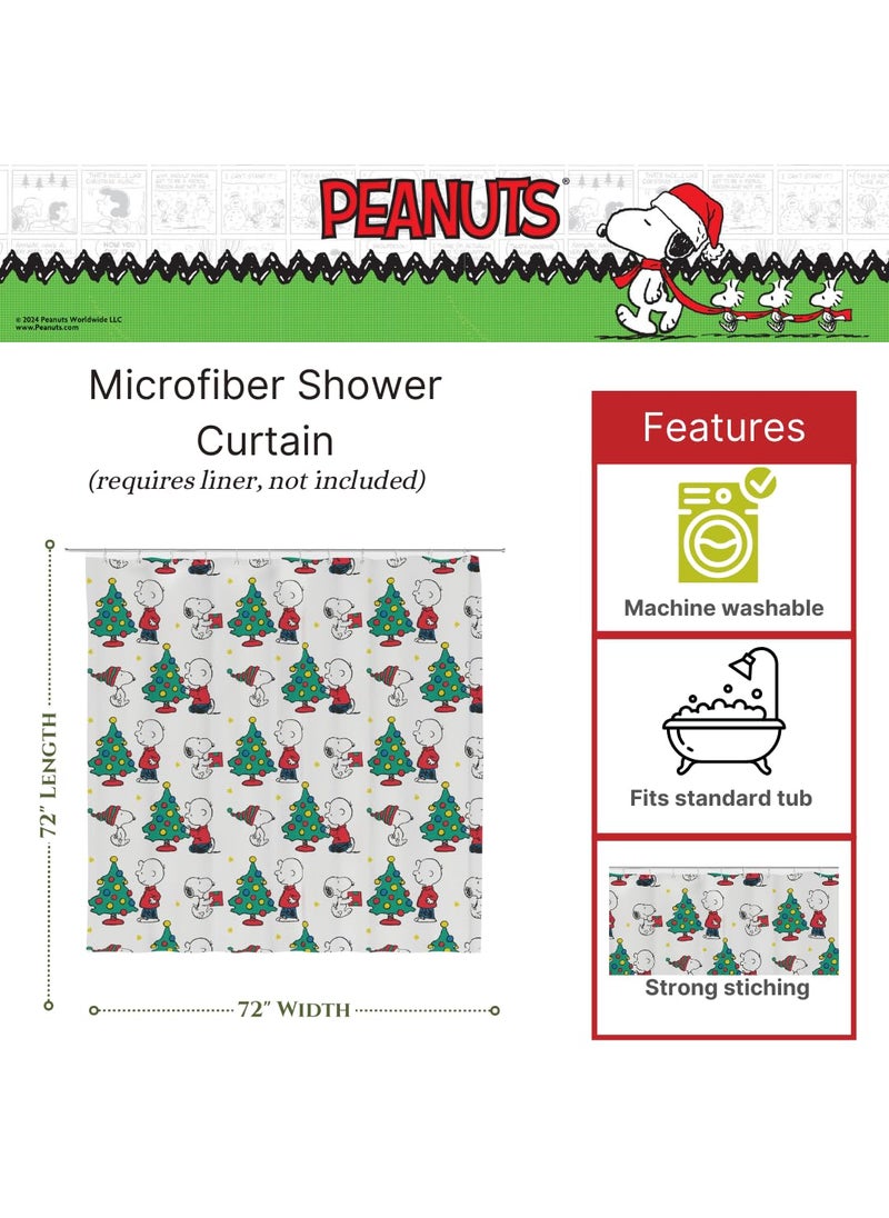 Franco Franco Peanuts Holiday Christmas Bath Microfiber Shower Curtain  72x72  (Officially Licensed Product)  - Image 2