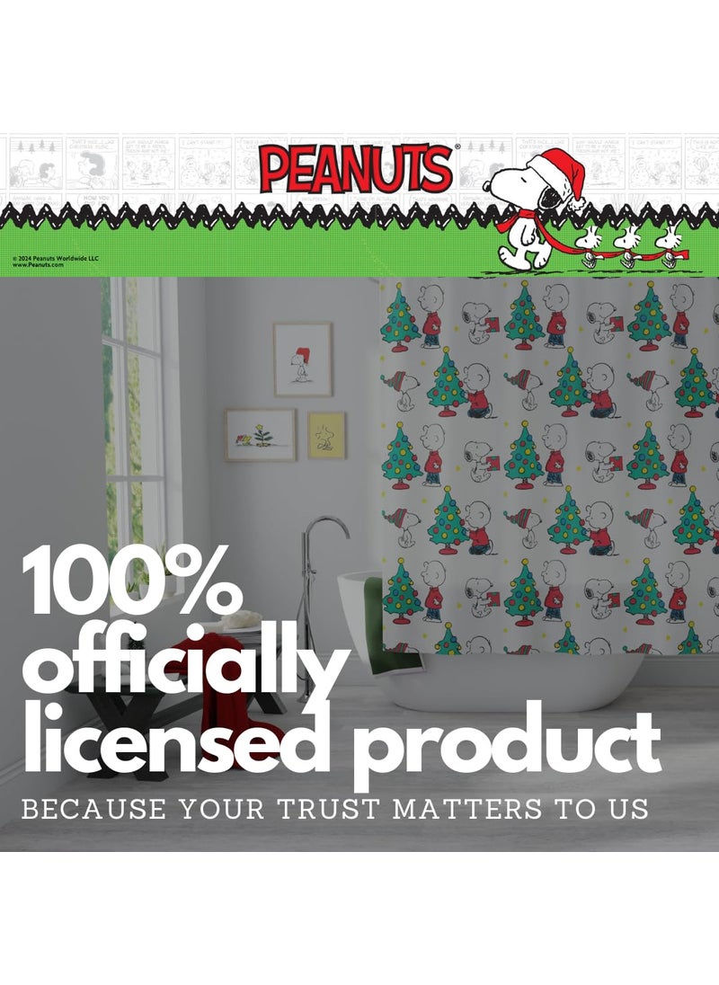Franco Franco Peanuts Holiday Christmas Bath Microfiber Shower Curtain  72x72  (Officially Licensed Product)  - Image 4