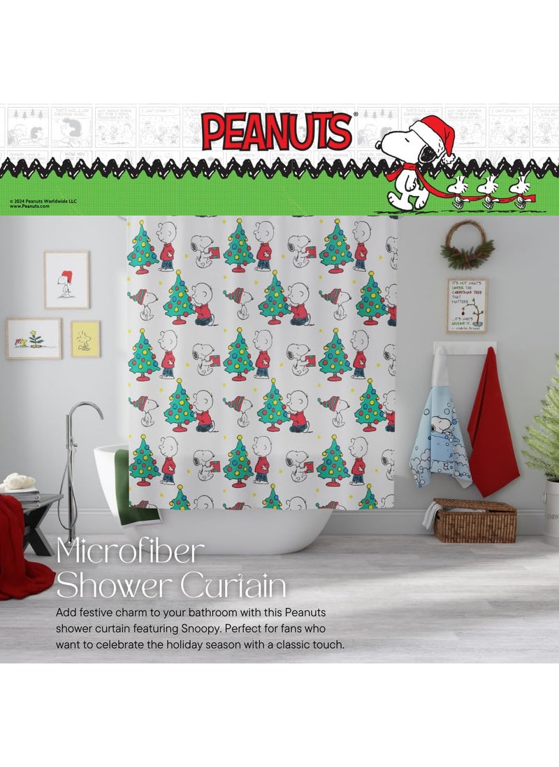 Franco Franco Peanuts Holiday Christmas Bath Microfiber Shower Curtain  72x72  (Officially Licensed Product)  - Image 3